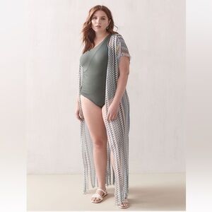 NWT Becca by Rebecca Virtue Wander Fringe Sheer Kimono Swim Cover-Up - 1X